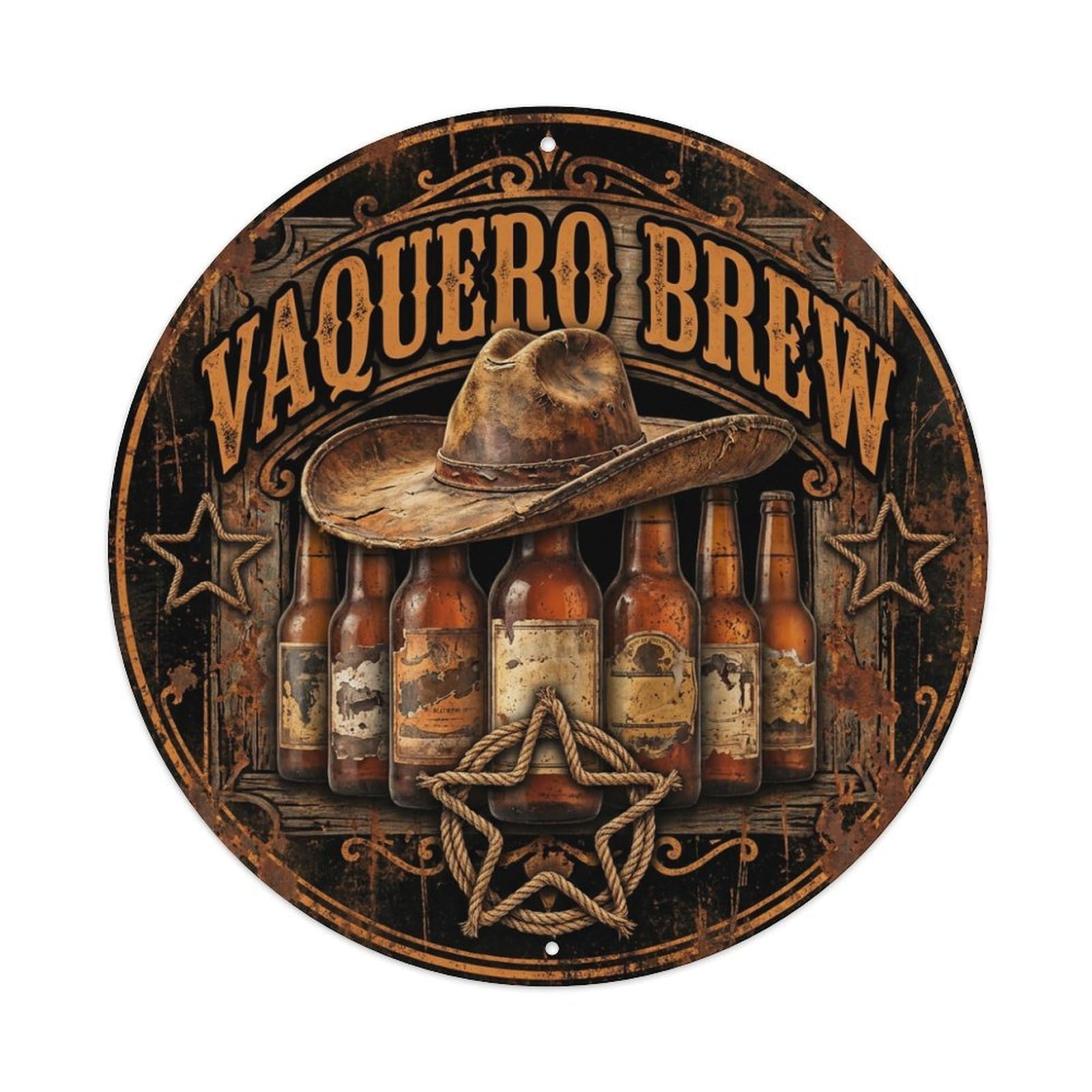 Vintage Beer Western Cowboy Vaquero Brew Retro Bar for Pub Metal Tin Sign