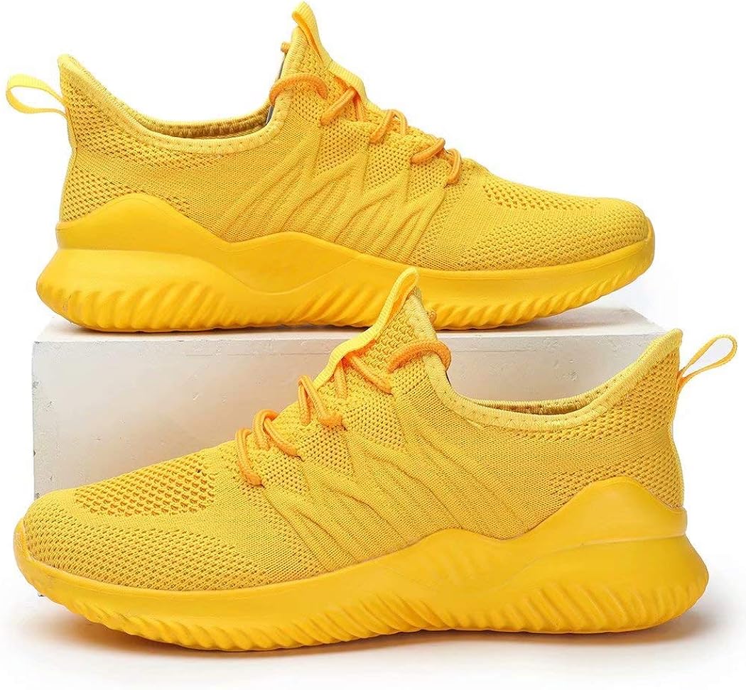 KEEZMZ Womens Ladies Walking Running Shoes Slip On Lightweight Casual Tennis Sneakers Clothes Shoes 6 Yellow
