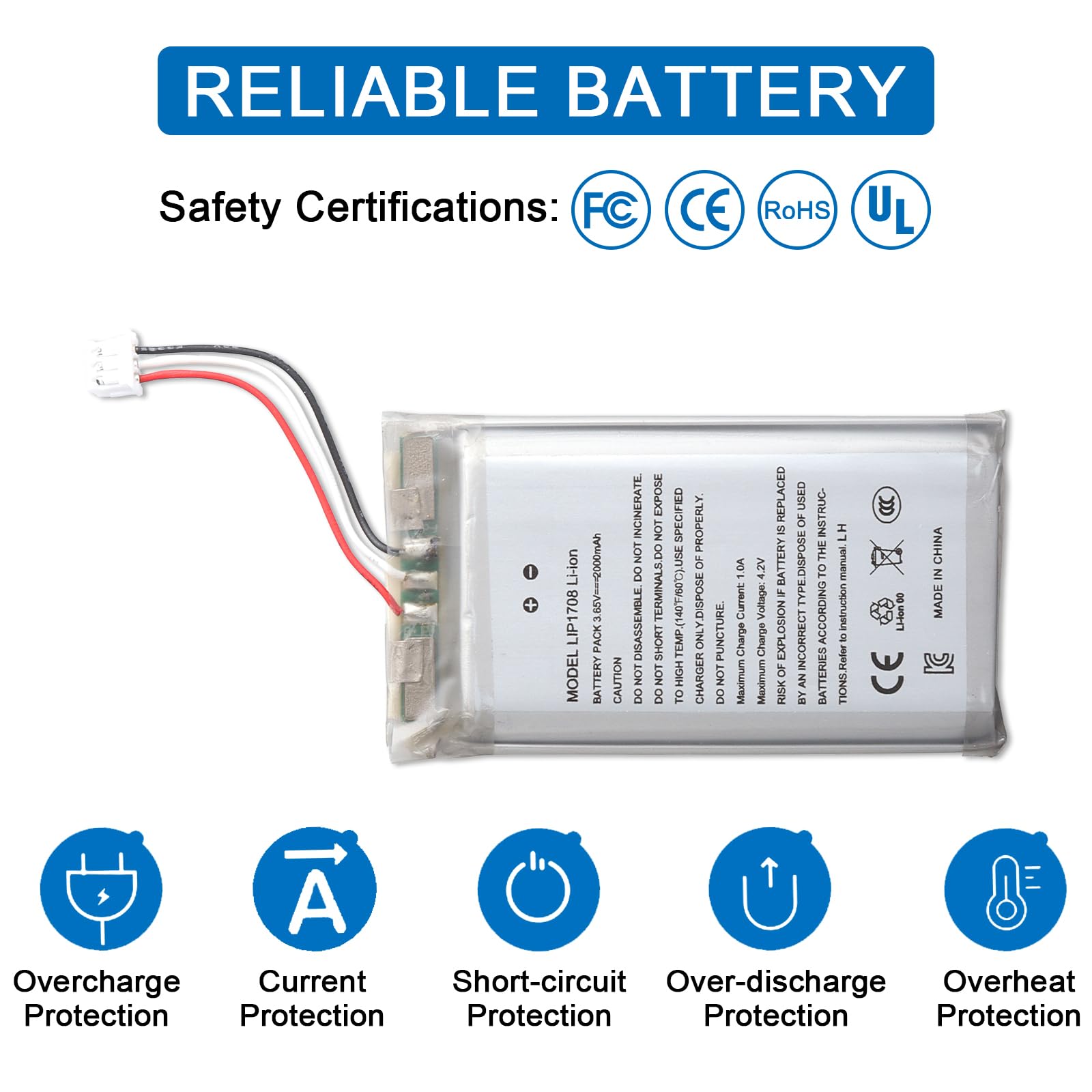 2 batterie agli ioni di litio per Sony PS5, ricambio per PS5 PlayStation 5 DualSense Wireless Controller Model LIP1708 Li-ion