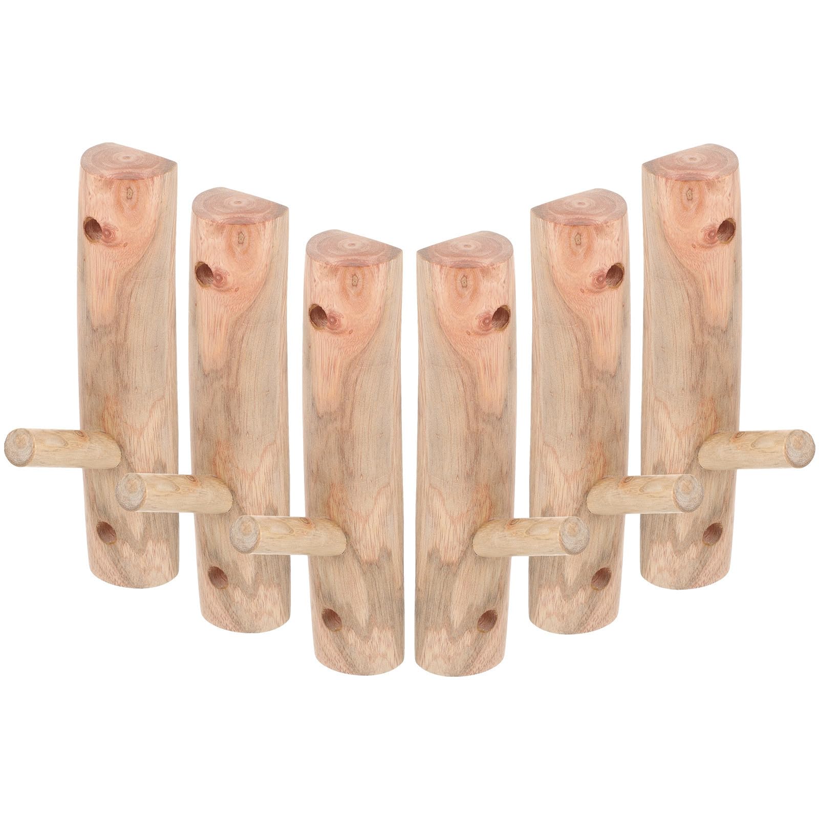 6 Piezas Ganchos de Madera para Pared Diseño de Rama, Resistentes al Desgaste, Estilo Rústico, Ideales para Almacenamiento en Cocina y Hogar