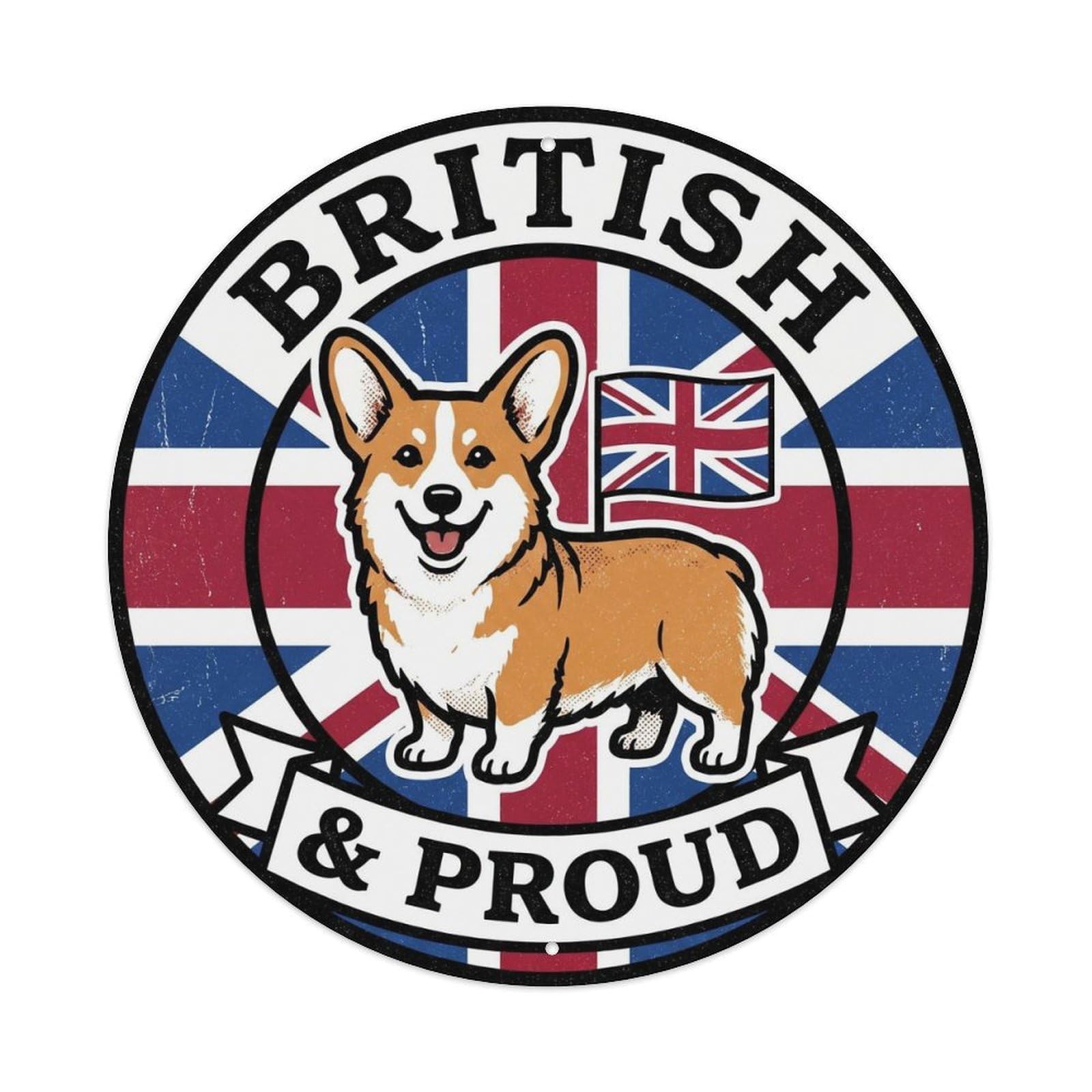 British Proud Corgi Flag Pet Breed Heritage Emblem Metal Tin Sign
