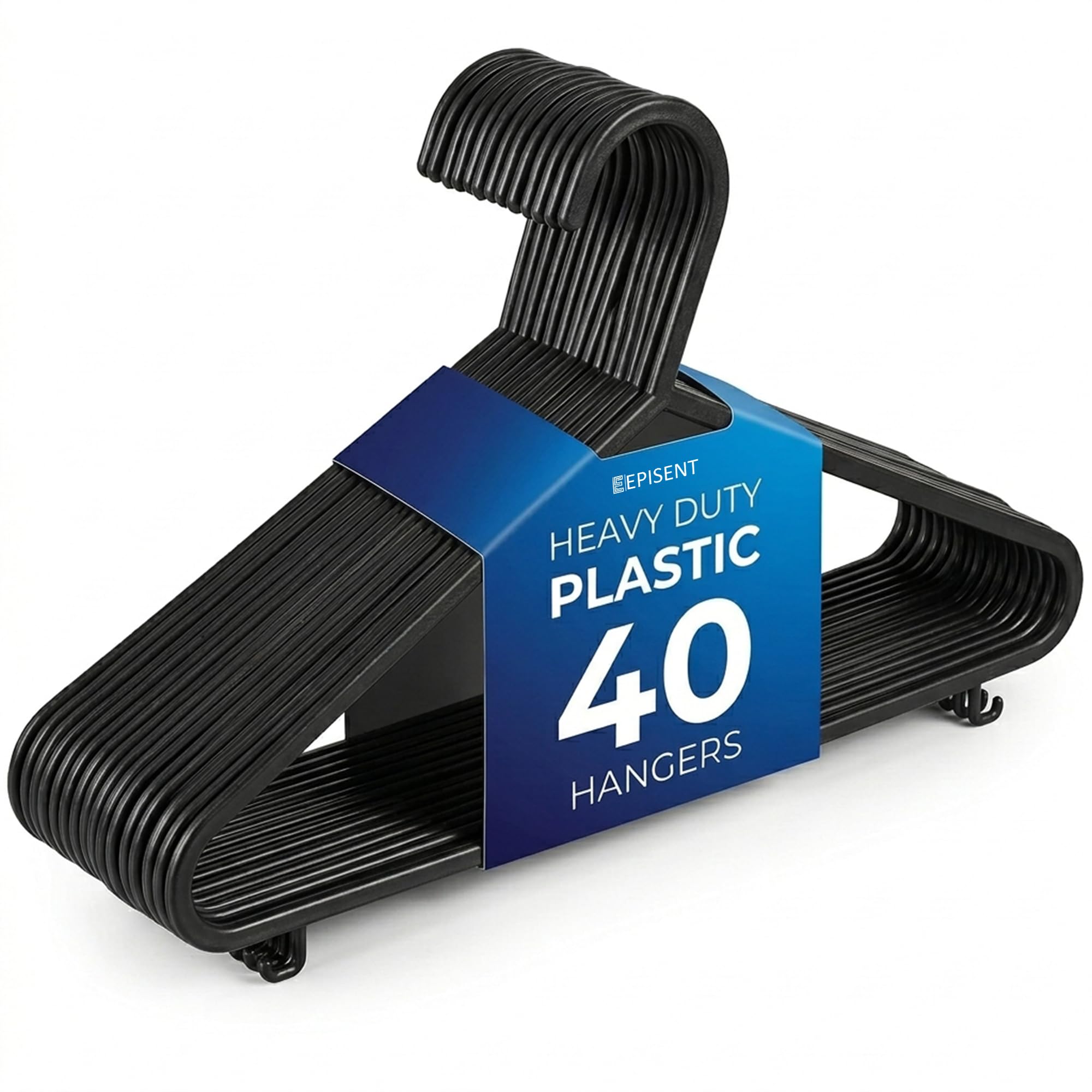 EPISENT Plastic Coat Hangers – 40 Pack Strong Durable Clothes Hanger with Hooks for Strappy Tops, Space Saving Non-Slip Design, Lightweight Hangers for Shirts, Suits, Dresses, Jackets, Laundry Drying