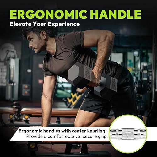 Miniatura 6 de Juego de mancuernas hexagonales con estante, juego de mancuernas con revestimiento de goma de 75 a 550 libras con almacenamiento, peso de mano libre