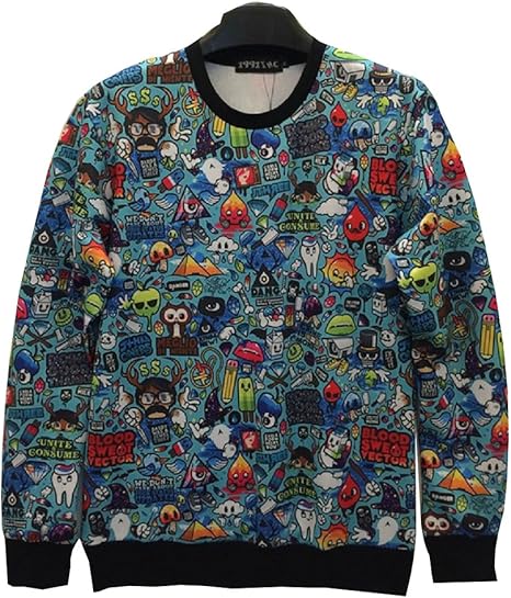 Amazon Lucky Girl ラッキーガール Hiphop ダンス 衣装 トレンド 派手柄トレーナー 長袖トップス ユニセックス サイズ種類あり コミック イラスト S トレーナー パーカー 通販