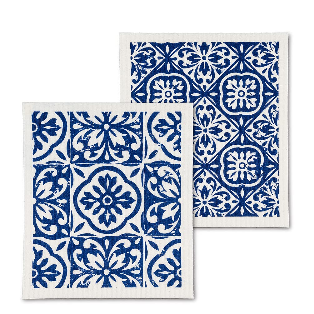 Abbott Collection Home Tile Pattern Dishcloths. Set of 2