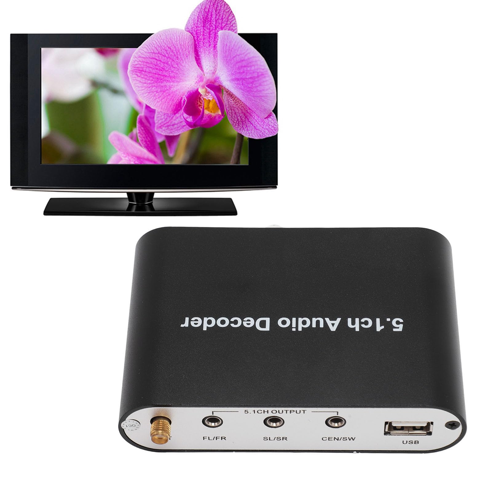 Decodificador de Sonido Digital de 5,1 Canales, Convertidor de Decodificador de Sonido óptico SPDIF 100-240V Plug and Play para Consola de Juegos para DVD (Enchufe de la UE)