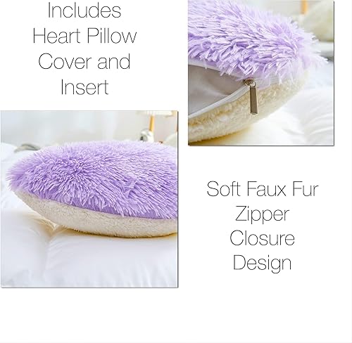 Miniatura 4 de MOOWOO Almohada de corazón esponjosa, almohada de piel sintética, felpa sherpa, cojín suave lindo, para Navidad, día de San Valentín, decoración