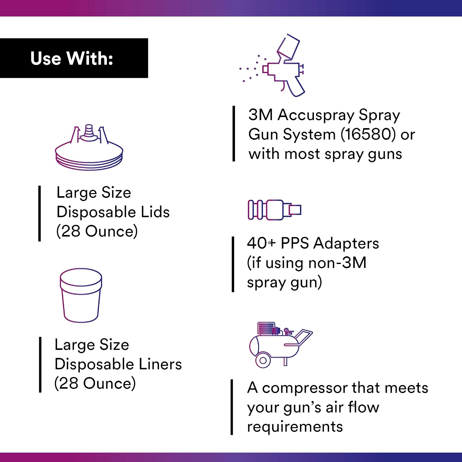 3M PPS (Original Series) Spray Gun Cup and Collar, 16023, Large, 28 oz, Use with Paint Gun for Painting Projects like Car, Furniture, Home, 4 Pack
