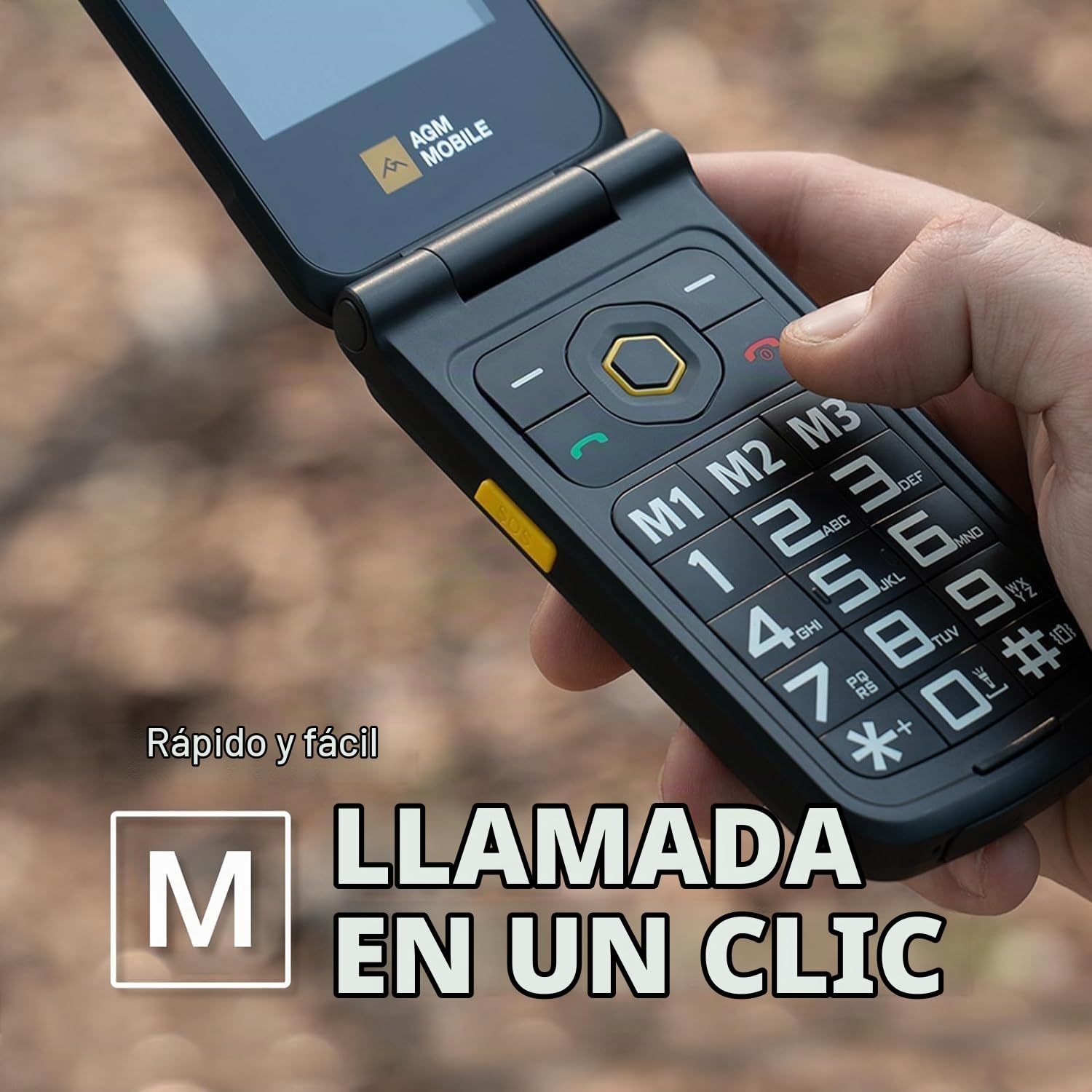 AGM M8 Flip Flip Phone sin Contrato, teléfono móvil 4G Senior con Botones Grandes, Resistente al Agua y a Las caídas, SOS, Compatible con audífonos, marcación rápida/1500 mAh/104 dB Altavoz