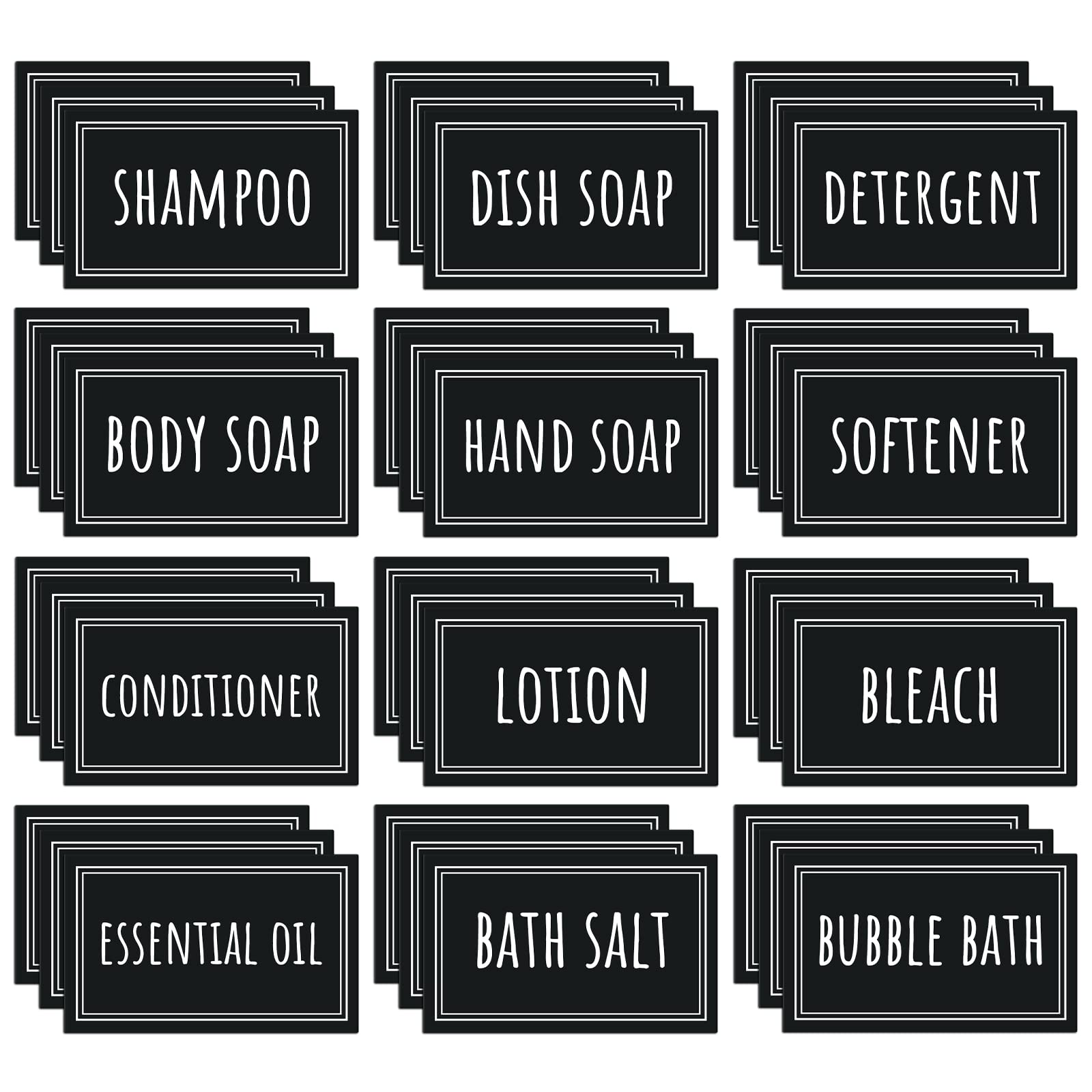 Segbeauty Waterproof Labels - 36 Pack Soap Dispenser Stickers, Shampoo Conditioner Hand Soap, Self-Adhesive Removable Bathroom Kitchen Laundry Labels