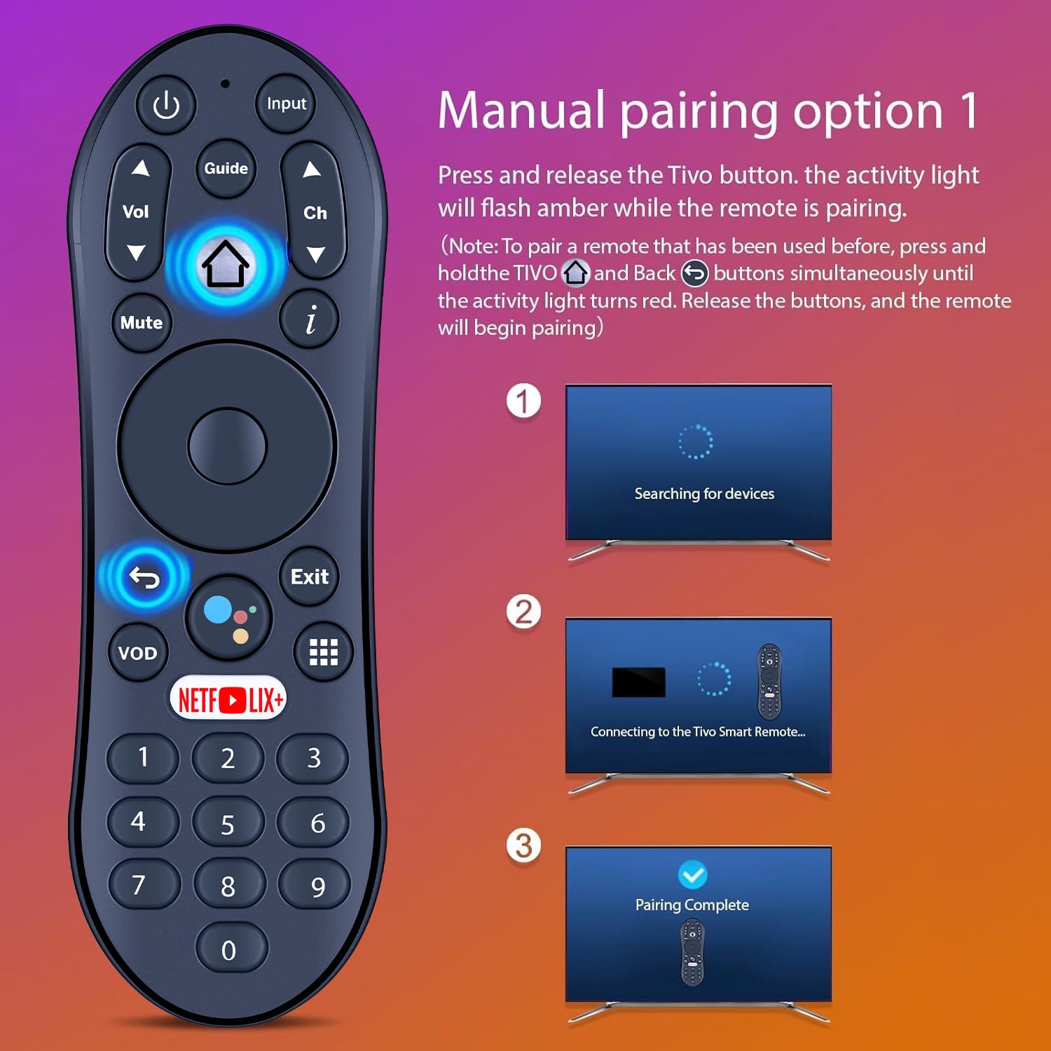 Télécommande de rechange avec Google Assistant Voice compatible avec TiVo Stream 4K TDSTV+ Android TV URC37023BA00 R37023B
