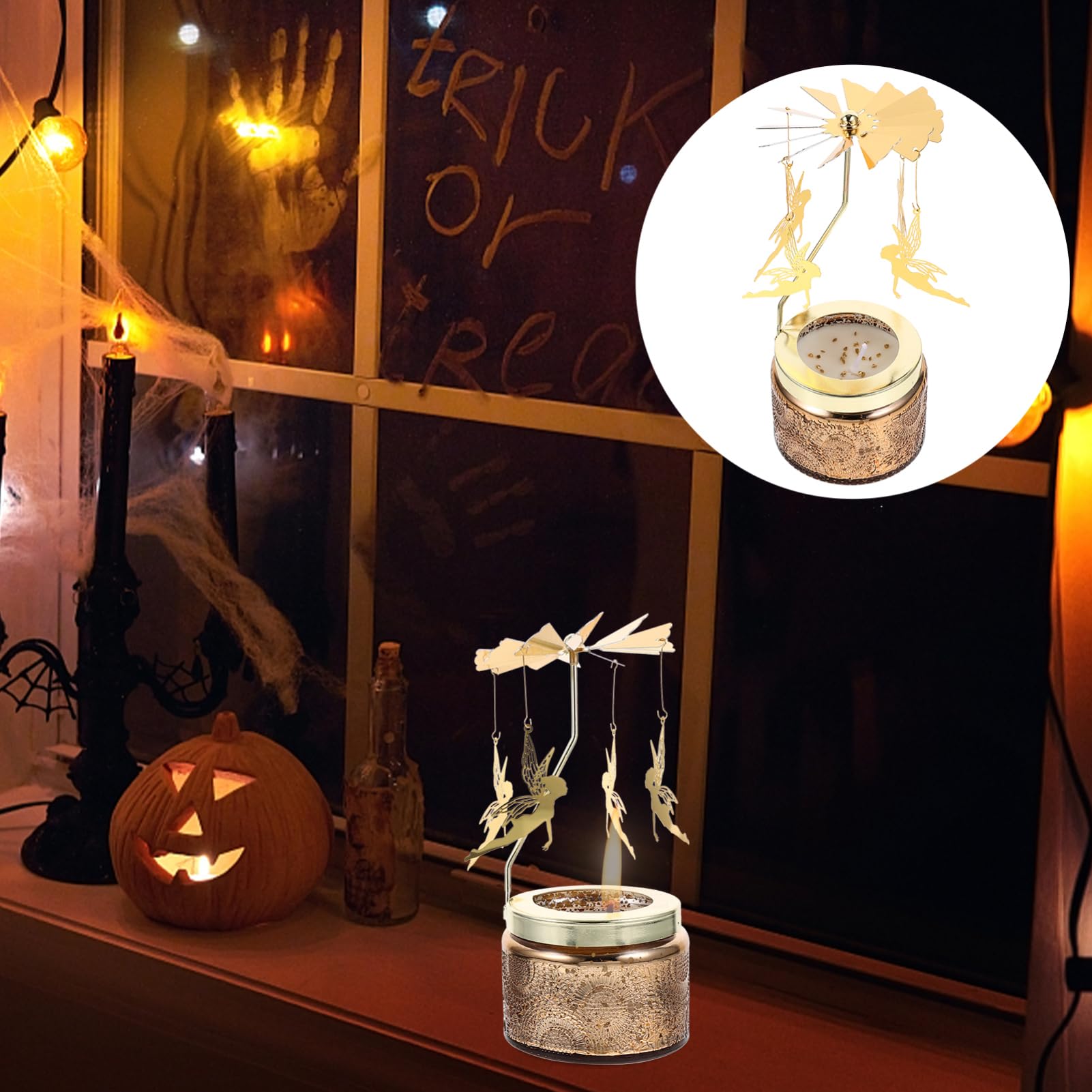 Candelabro Giratorio de Escritorio en Metal, Portavelas Perfumado | Caja de Obsequio, Uso Prolongado y Ligero, Fácil de Colocar y Mover, No se Deforma Facilidad