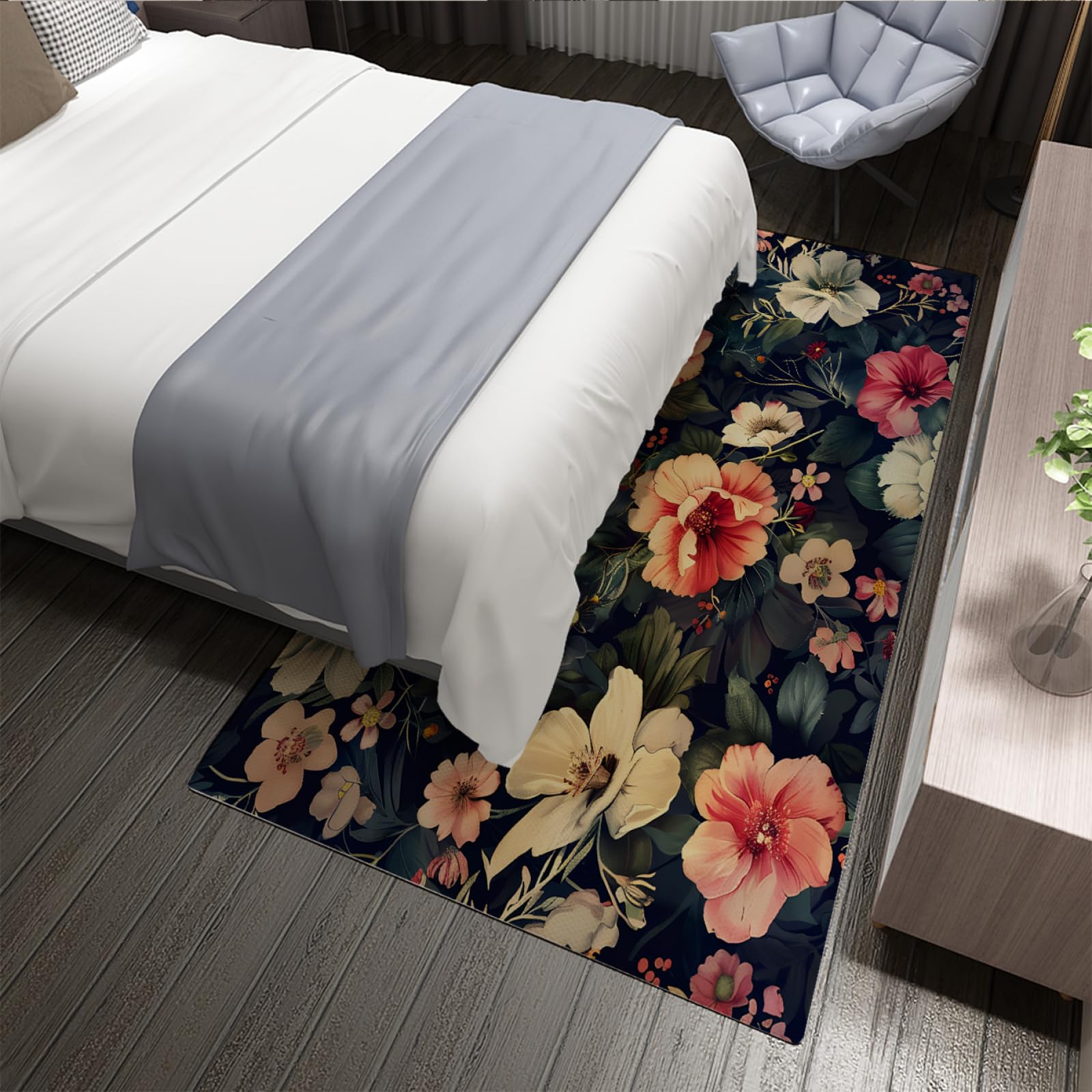 Morbido Grande Tappeto Americano Stile Country Soggiorno Area Tappeti Giardino Motivi Floreali Tappeto con Supporto in Gomma Tappetini Da Cucina Lavabili 150x240cm