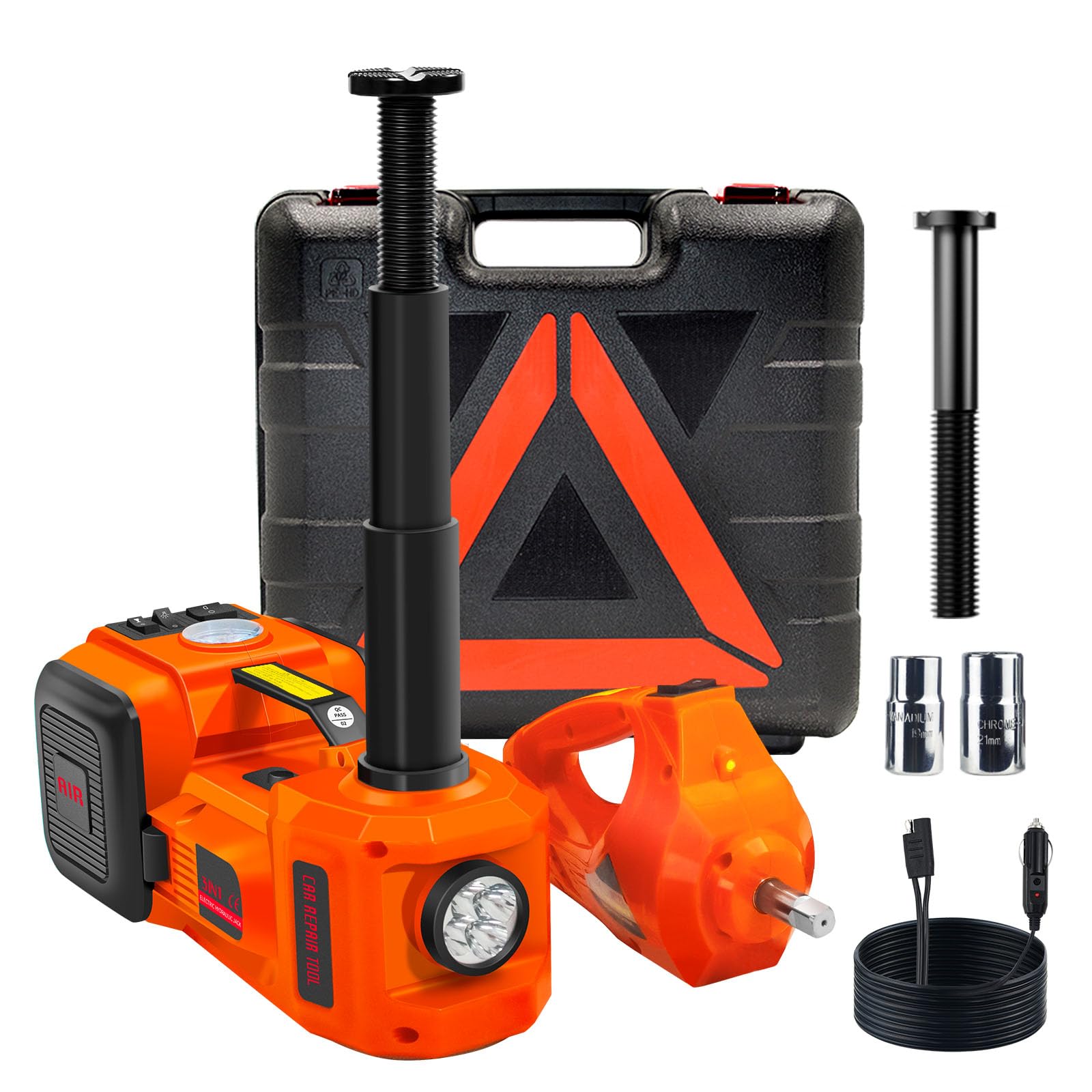 E-HEELP Hydraulic Electric Car Jack Kit 5Ton 12V Car Jack Lift (Lifting Range: 6.1~20.86 inch) with Electric Impact Wrench for SUV MPV Sedan Truck Change Tires Garage Repair