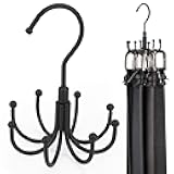 ZEDODIER Belt Hanger, 2 Pack Rotatable Belt Rack Closet Accessories Organizer, Maximum 24 Storage Capacity, Hanging Holder Storage Hook for Belt, Bra, Tank Top, Tie, Scarf, Purse, Black