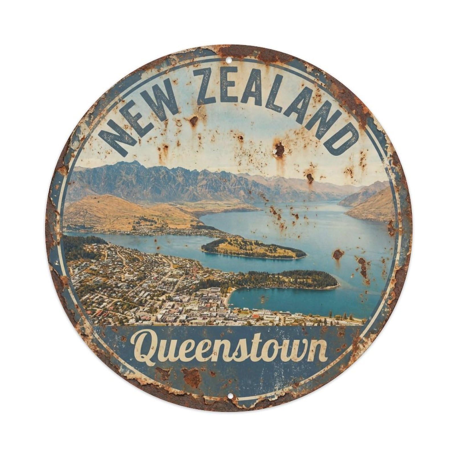 Vintage Travel New Zealand Bay Vintage Metal Tin Sign Plaque Wall Decor for Cafe, Club Bar, Office, Garden Metal Poster 8x8Inch