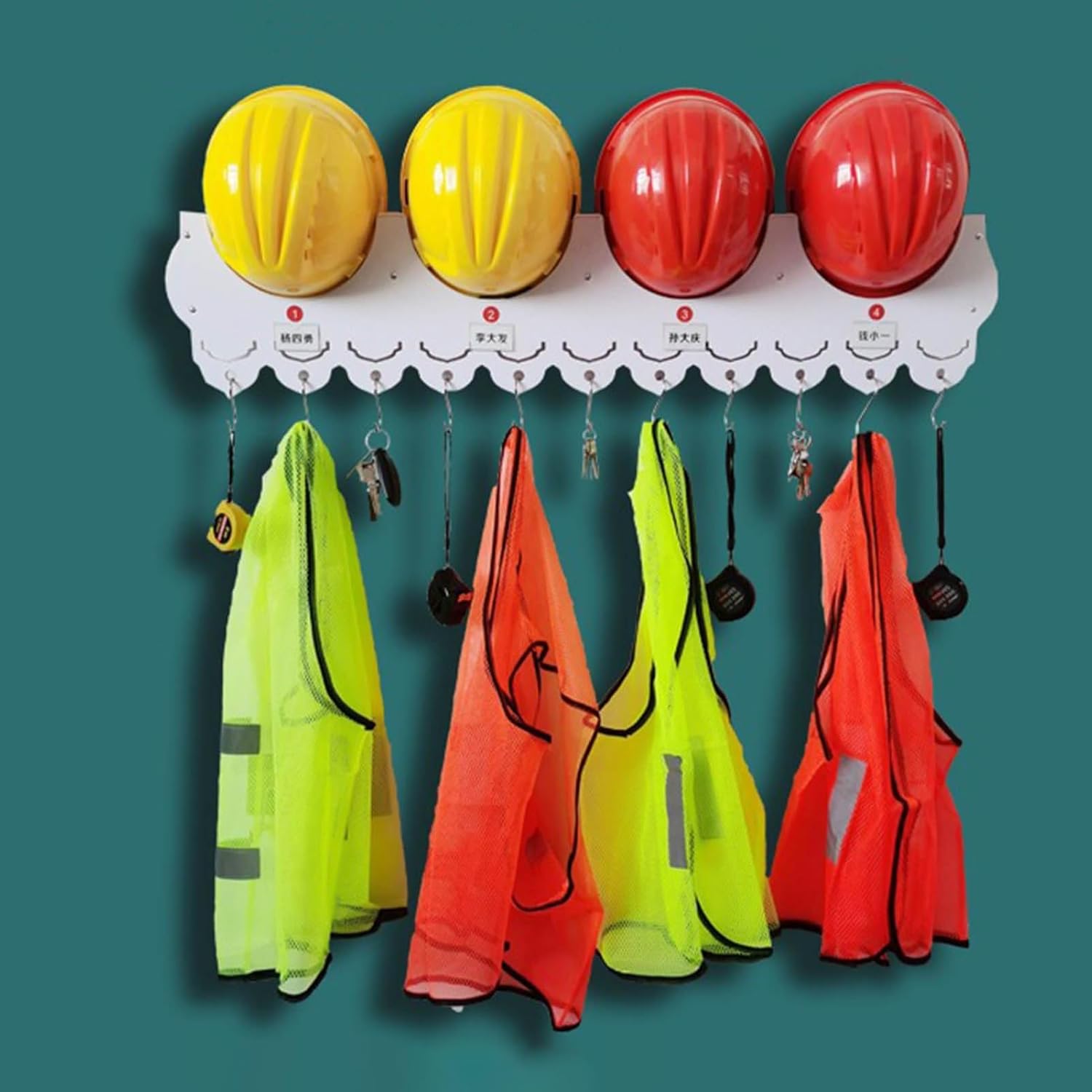 Wall-Mounted Hard Hat Holder,Helmet Storage Rack, for Factories and Workshops,Construction Workers (4 Grids)