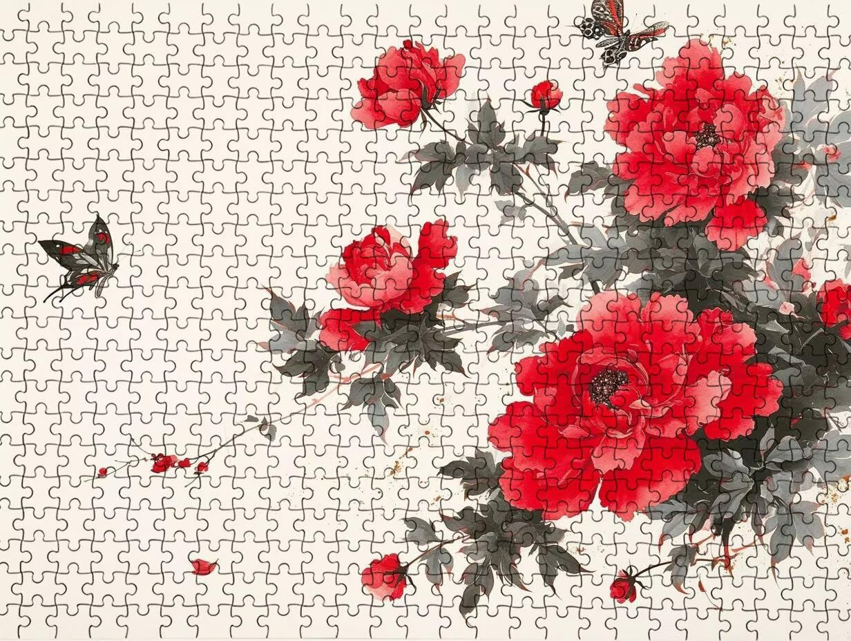 Puzzle dla dorosłych, 5000 elementów, czerwone kwiaty, wyzwanie rodzinne, do zabawy, rękodzieło, puzzle zręcznościowe dla dorosłych, wyzwanie dla przyjaciół, R2KH301