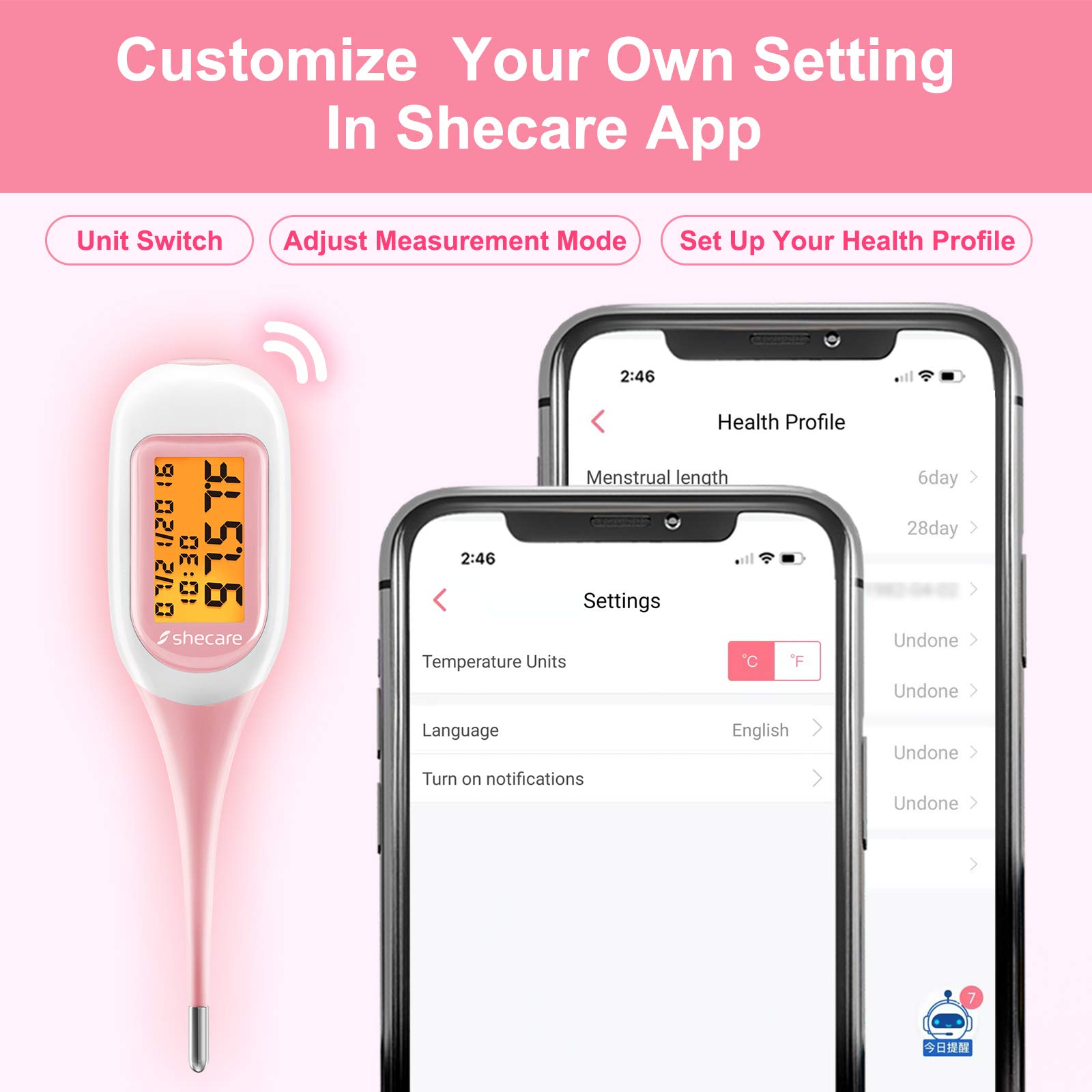 Shecare Smart Basal Thermometer for Ovulation Tracking, Digital Oral