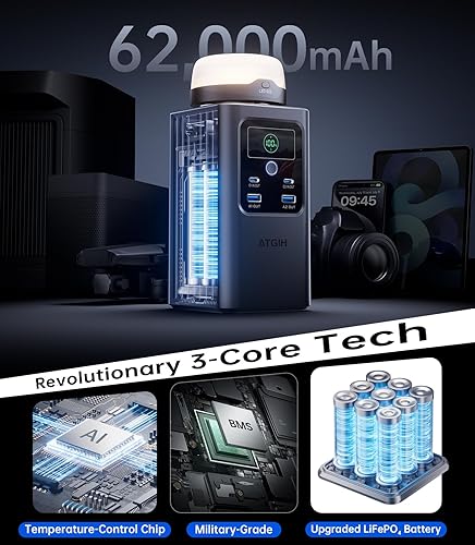 Miniatura 2 de Estación de energía portátil para campamento de 198.4 Wh (62000 mAh), seguridad superior Cargador de energía de carga rápida de 100 W con batería