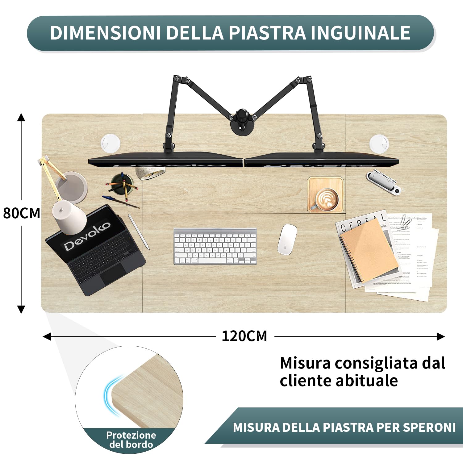 Devoko Scrivania Regolabile in Altezza 120 x 80 cm, Scrivania da Ufficio con Sistemi Anti-Collisione e Funzione di Memoria, Tavolo didattico Ergonomica Elettrica, Rovere