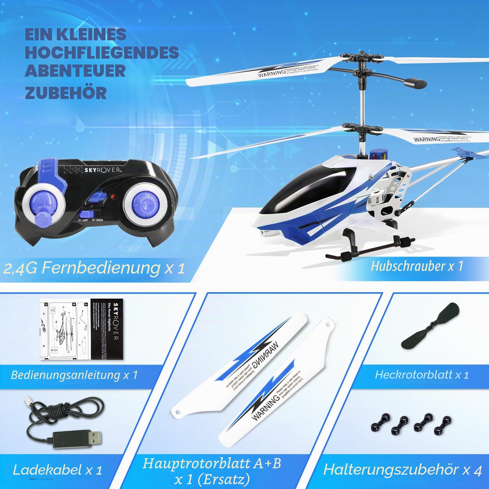 TERRA WHEEL RC Helikopter, 2.4G Ferngesteuerter Helikopter mit LED-Lichtern, RC Hubschrauber Ferngesteuert Spielzeug Kinder Indoor Outdoor für Jungen Mädchen 8 9 10 11 12 Jahre