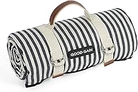 GGOODGAIN Waterproof Picnic Blanket with Carry Strap - Large 78x57 Sandproof Beach Mat for Family Camping, Parks & Outdoor Parties (Navy Blue)