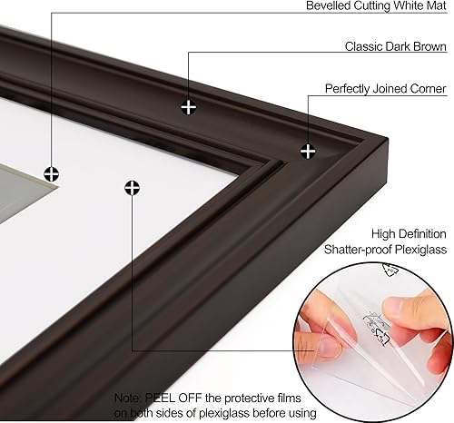 Miniatura 4 de Yaetm Juego de 4 portarretratos de 16 x 20 pulgadas con marco de 11 x 14 pulgadas, molduras de 1.4 pulgadas de ancho y marrón oscuro de 16 x 20