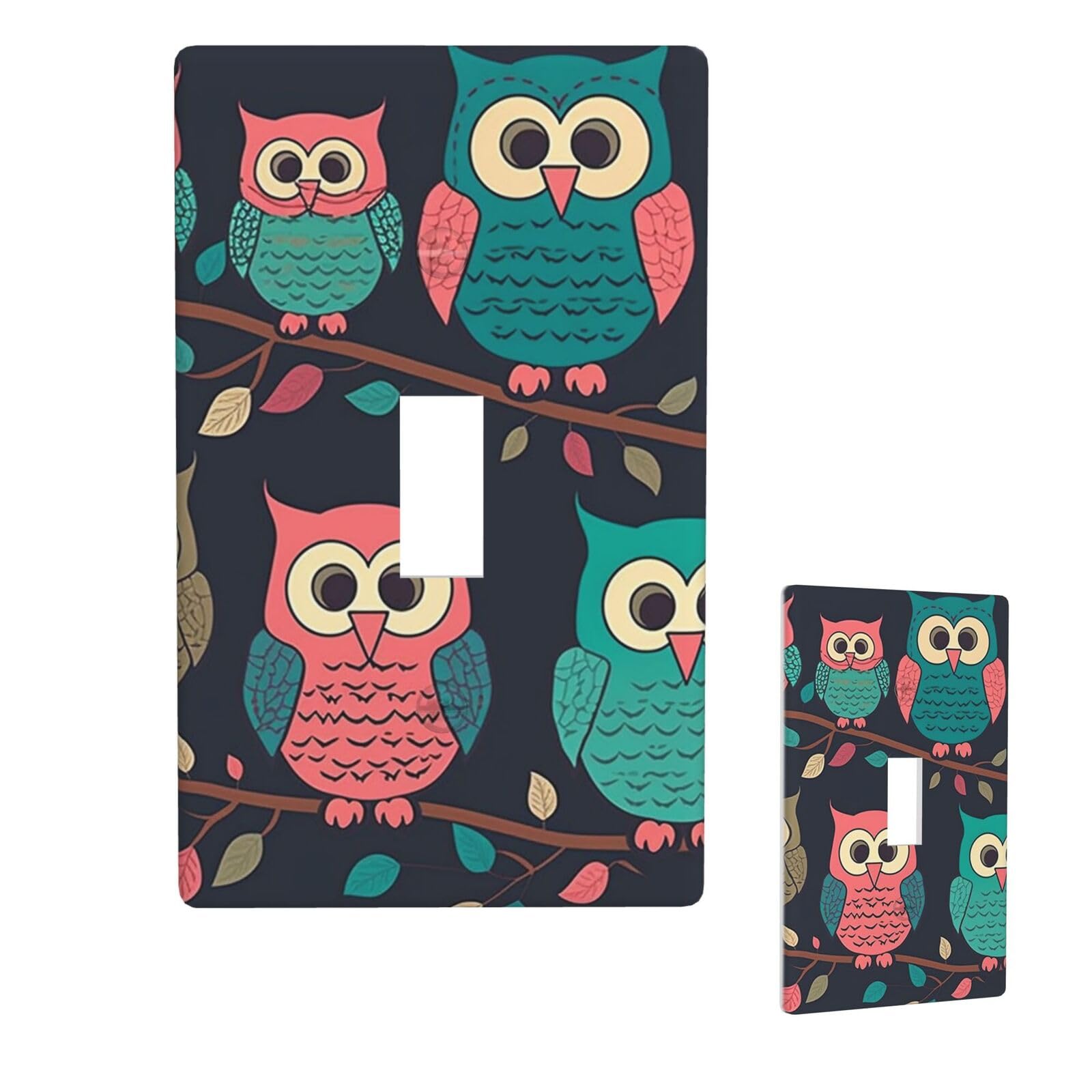 1 Gang Single Toggle Wall Plates, Unbreakable Decorative Light Switch Plate Covers Cute Owls Electrical Switchplate Cover Faceplate For Bathroom Kitchen Decor
