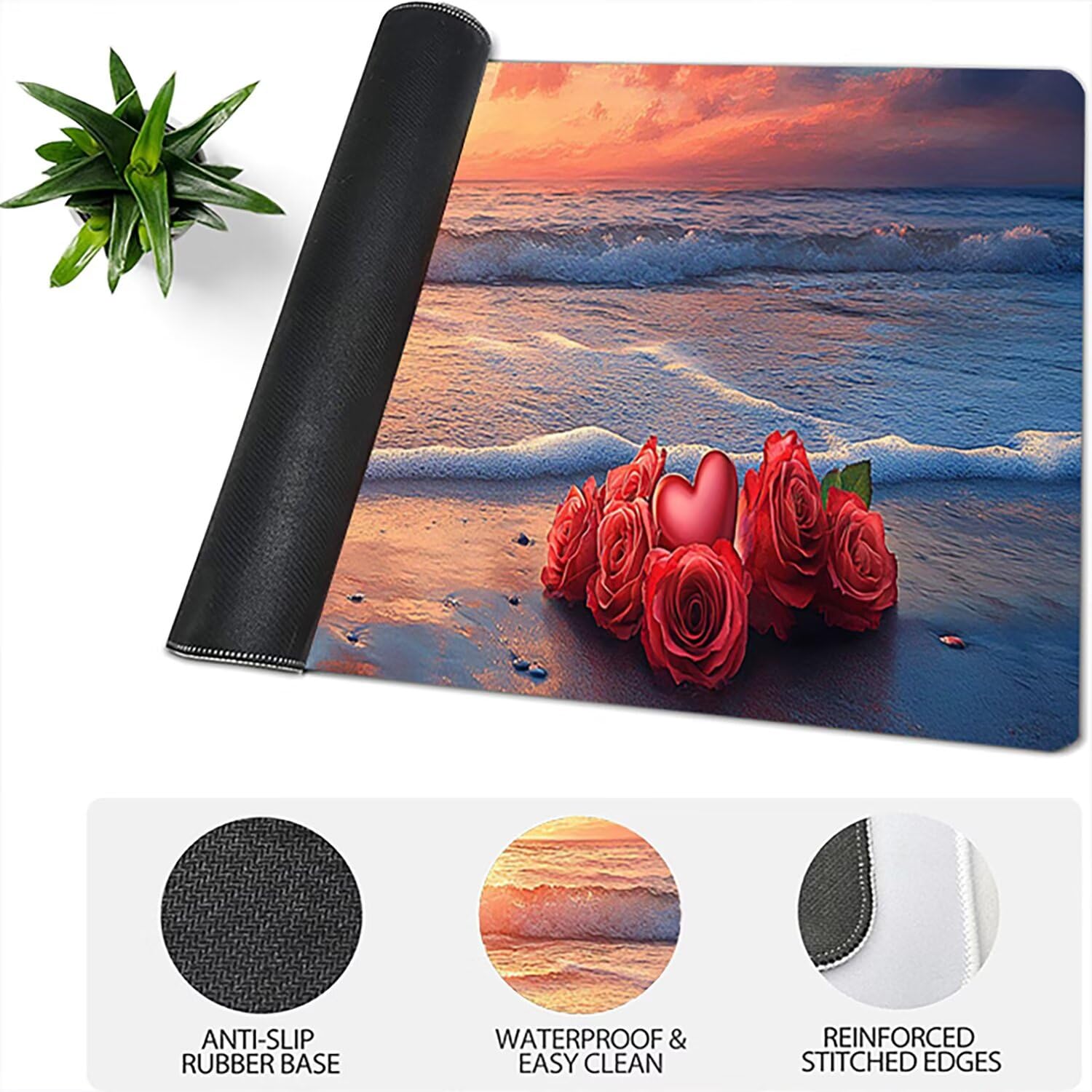Lejnlnng Podkładka pod mysz do gier XXL, 160 x 80 cm - duża ocean mata na biurko, wodoodporna podkładka pod mysz XL fabryka, antypoślizgowa gumowa podkładka pod mysz z przeszytymi krawędziami do biura