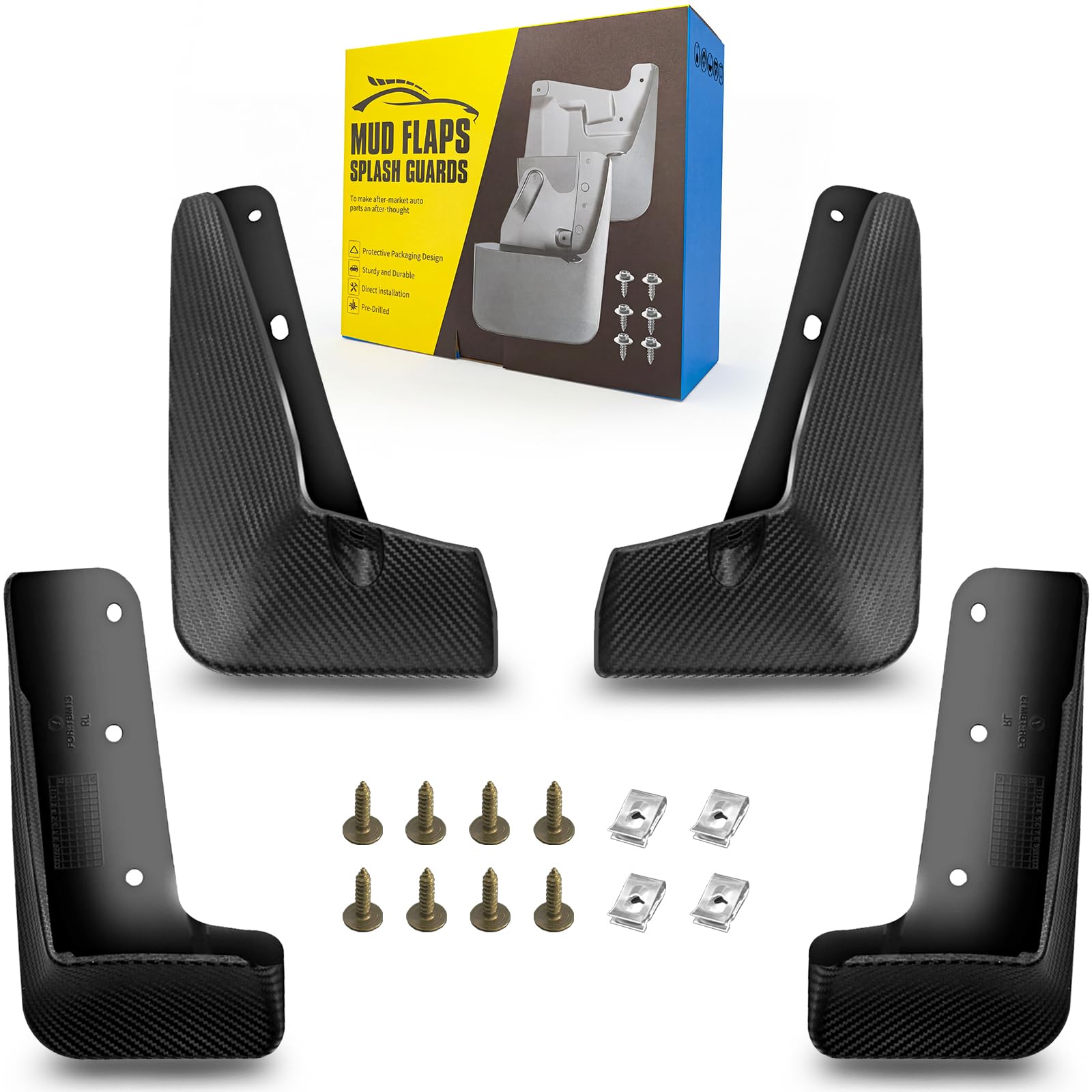 Mud Flaps Fit for 2014-2021 BMW i3 4-Door Hatchback (Not fits i3s)- 4-Piece Set, Dedicated Mudguard for Four Seasons Universal Protection, Front and Rear (Driver &amp; Passenger Sides)