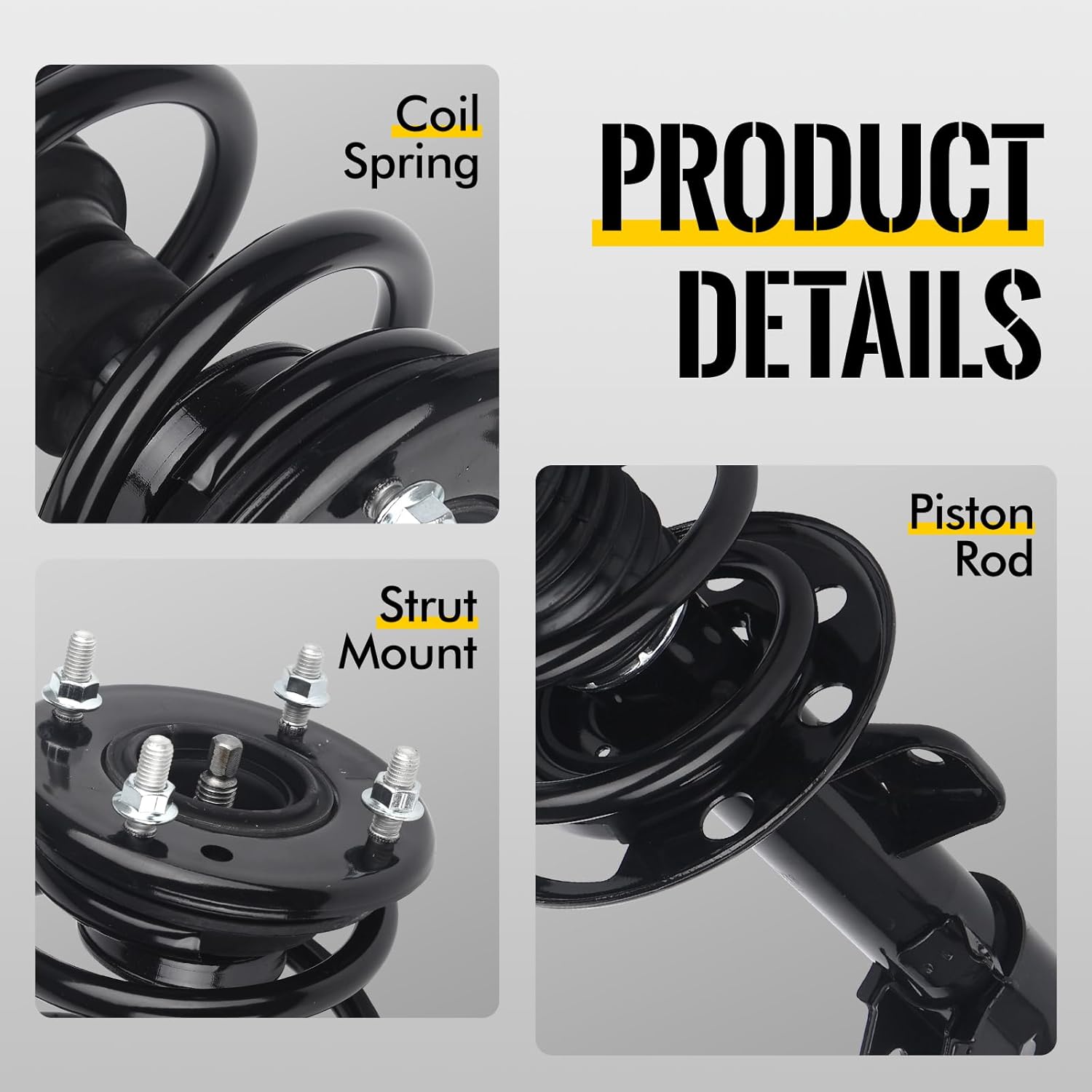 KUSATEC Front Pair Complete Struts Shock Absorber fit for Ford Explorer 2013 2014 2015 2016 2017 2018 2019, 172729 172730 Left/Right Struts with Coil Spring Assemblies