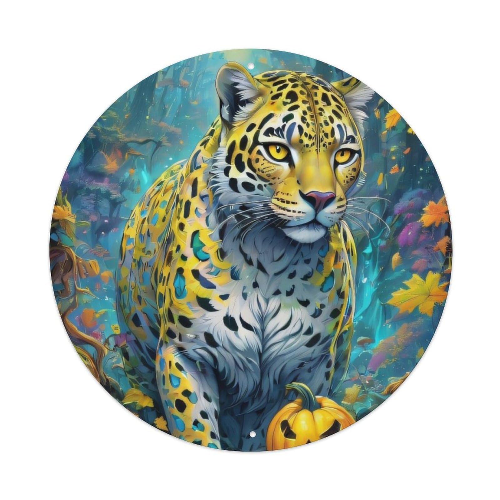 Animal Artwork Leopard Vintage Metal Tin Sign Plaque Wall Decor for Cafe, Club Bar, Office, Garden Metal Poster 8x8Inch