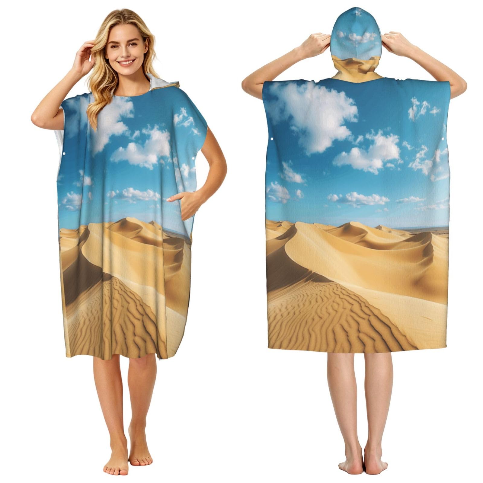 DTHKJNLSF Desert Adult Hooded Beach Poncho Towel