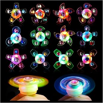 Flashing Rings Pack of 12 Luminous Rings Party Gift LED Light Fidget Spinner Ring Toy Luminous Rings Toys for Children Adults Holidays Party Birthdays Gifts Prices