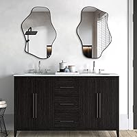 Vista 2 de Espejo de pared irregular, espejos asimétricos de 21 x 14 pulgadas, espejo moderno sin marco para pared, espejos de forma única para sala de estar