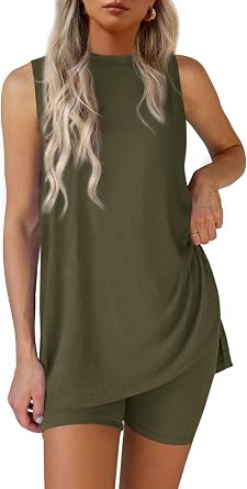 PRETTYGARDEN 2 Piece Sets for Women 2026 Summer Matching Lounge Shorts Set Resort Airport Travel Loungewear Outfits Clothing