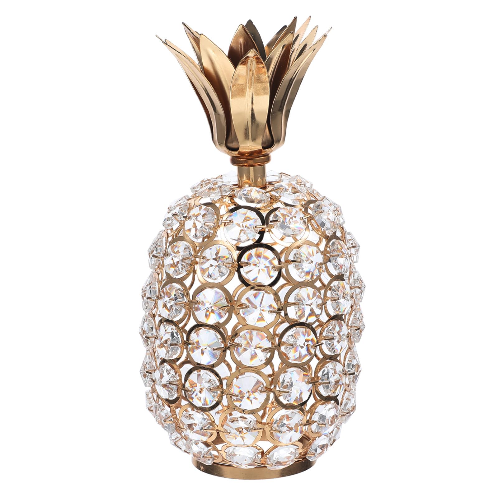 Figurine ananas décoratif cristal haute qualité et structure métal doré durable