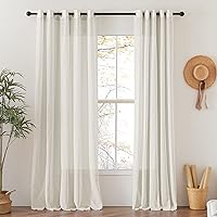 Vista 29 de NICETOWN Cortinas semitraslúcidas con textura de lino, con ojales, tratamiento de ventanas, cortinas verticales de lino con filtro de luz para sala
