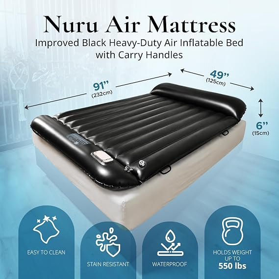 Inflatable Nuru Massage Air Mattress, Built-In Pump, Durable 0.5mm PVC