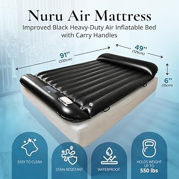 Inflatable Nuru Massage Air Mattress, Built-In Pump, Durable 0.5mm PVC