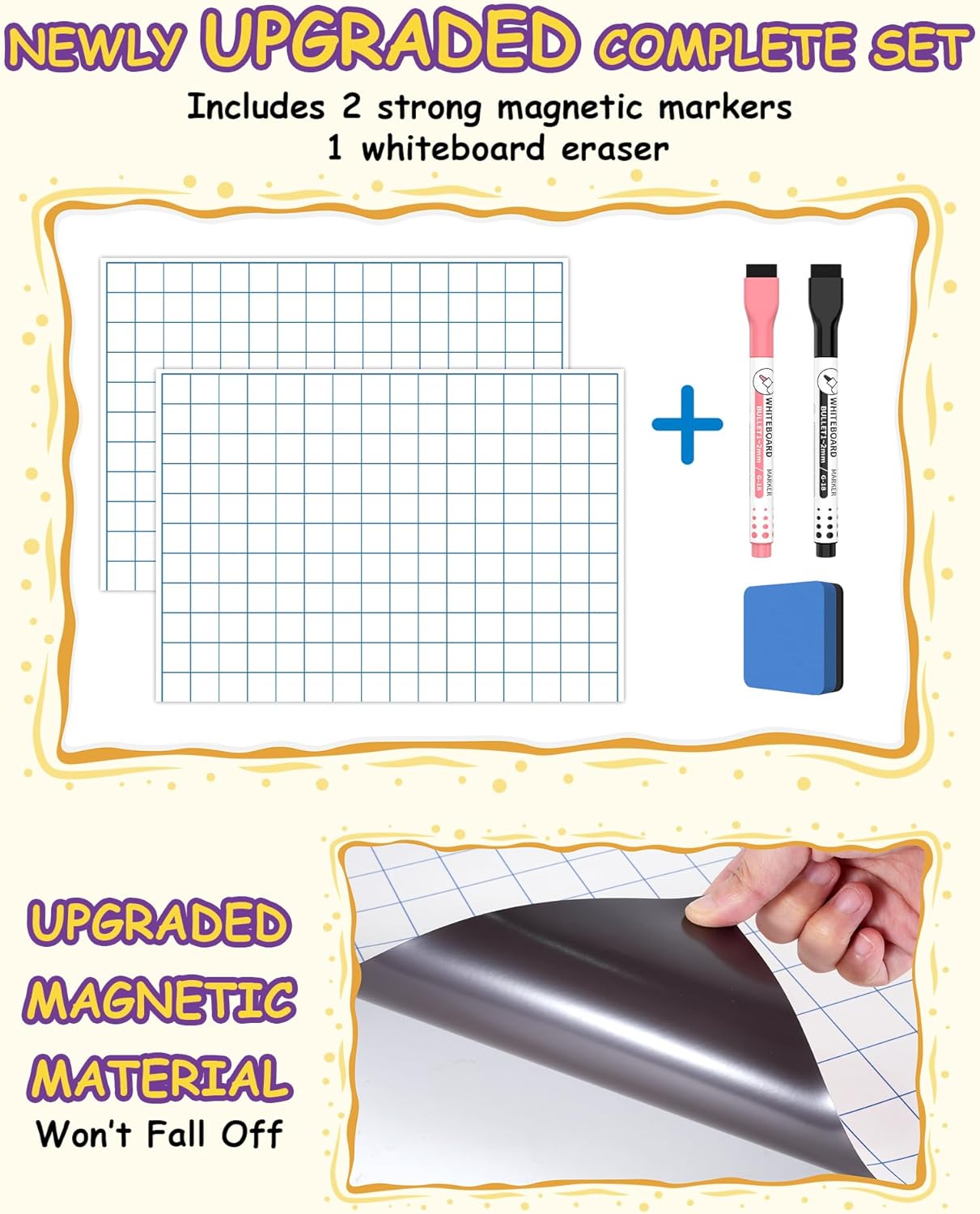 Giant Magnetic Graph Paper, Dry Erase Chart Paper for Teachers, Large Grid Paper Graphing for Classroom Must Have, Whiteboard Accessories Homeschool Teaching Essential, 23.6''×16.7''