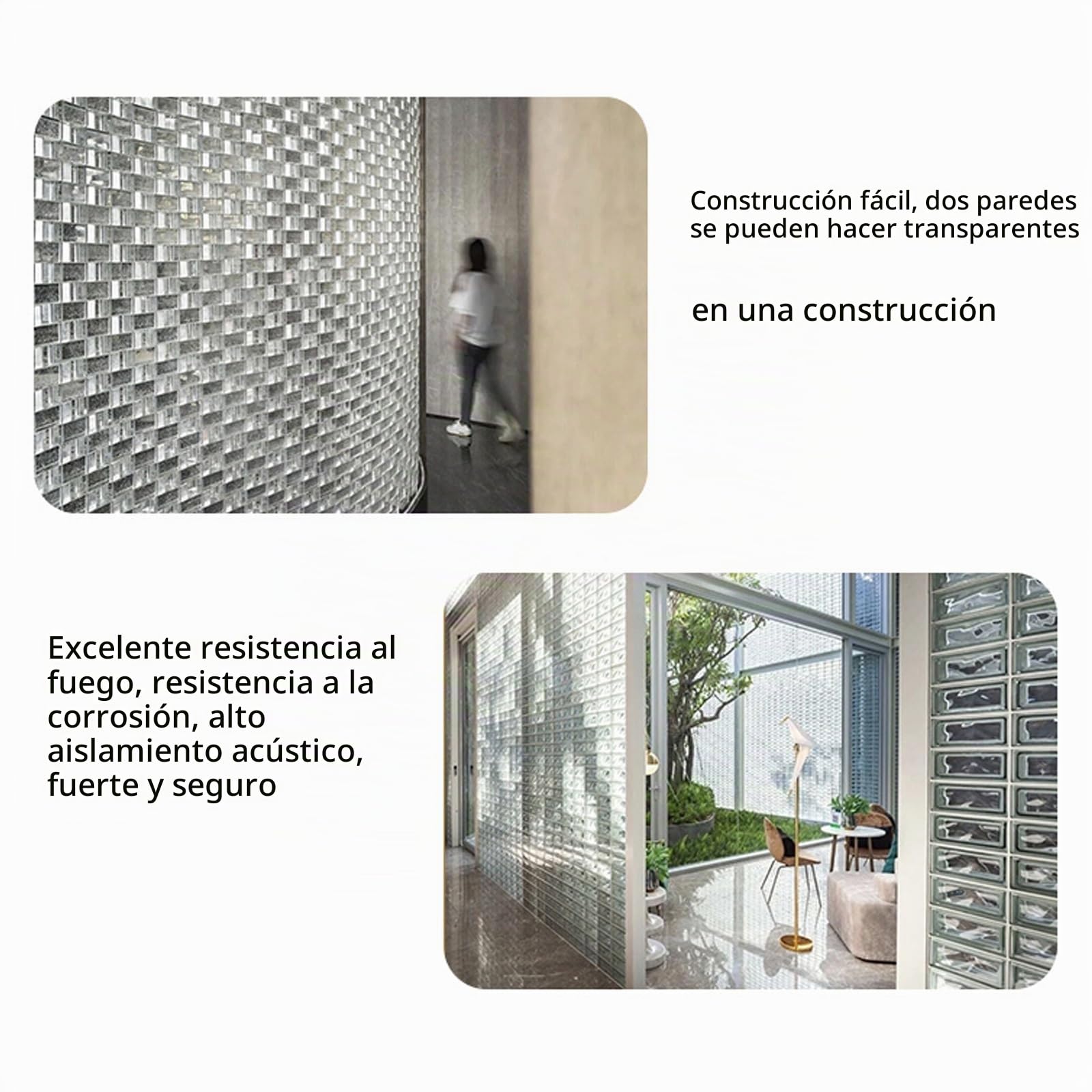 Ladrillo de vidrio de 7,8 x 3,9 x 1,9 pulgadas, ladrillo de vidrio sólido transparente, pared divisoria decorativa, utilizada para dividir habitaciones, decoración de edificios, bares, hoteles(B)