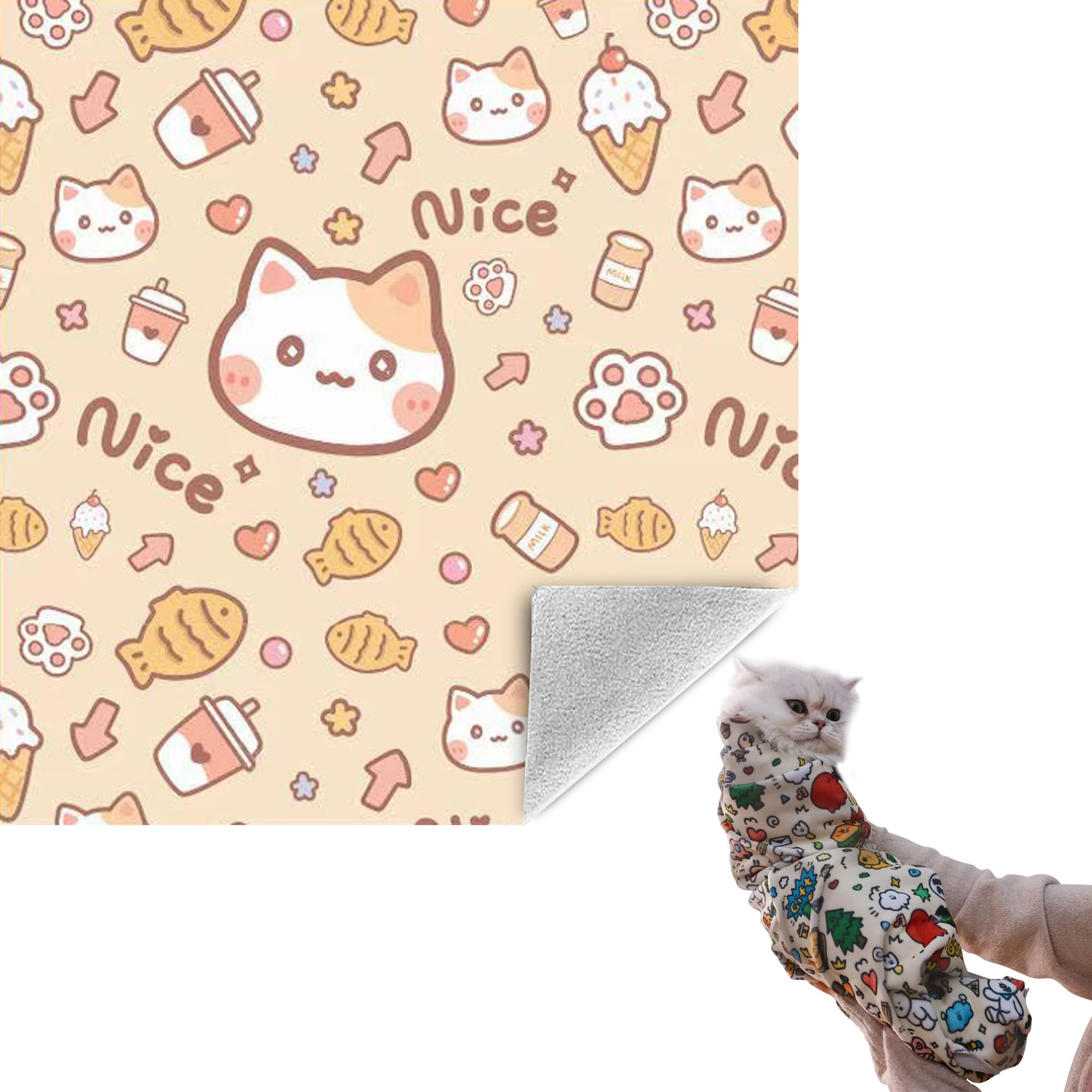 CKNCY 35.5" Cat Grooming Wrap Cat Wrap for Cutting Nails Cat Restraint for Nail Clipping Cat Swaddle Wrap Cat Burrito Wrap XL(Within 22lbs)