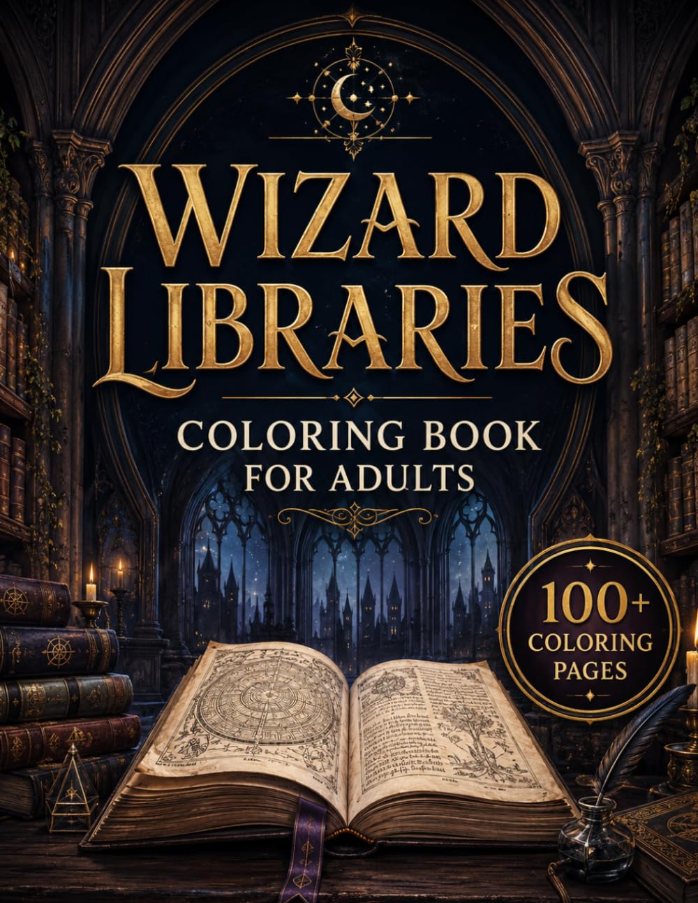 Wizard Libraries Coloring Book for Adults: 100+ Enchanted Libraries, Ancient Spellbooks, Arcane Archives, Magical Reading Rooms & Mystical Studies for ... Escape (Enchanted Interiors Collection)