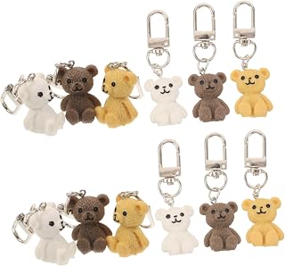 [COOPHYA] 12個かわいいクマ型キーホルダー 軽量で耐久性のある樹脂製と金属フック付きで学校やオフィス 通勤に最適なバックパックや鍵 財布の多用途アクセサリー