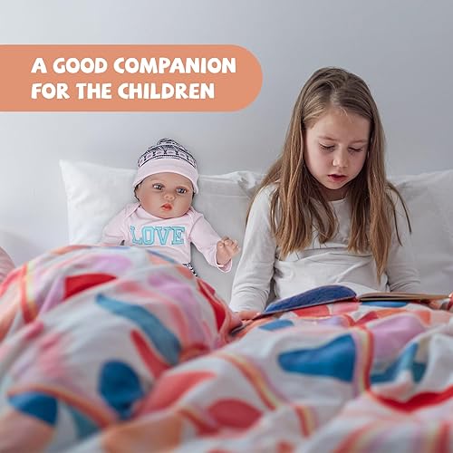 Miniatura 3 de Muñeca de bebé Reborn de vinilo suave de 22 pulgadas, realista y linda, muñeca de bebé realista, viene con accesorios de muñeca, adecuada para niñas