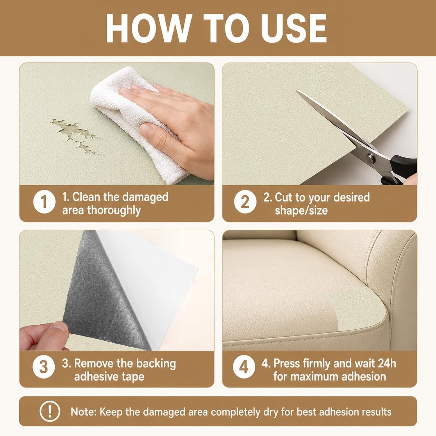 CHEIGHY Leather Repair Patch, Self Adhesive Vinyl Patches for Furniture image 4