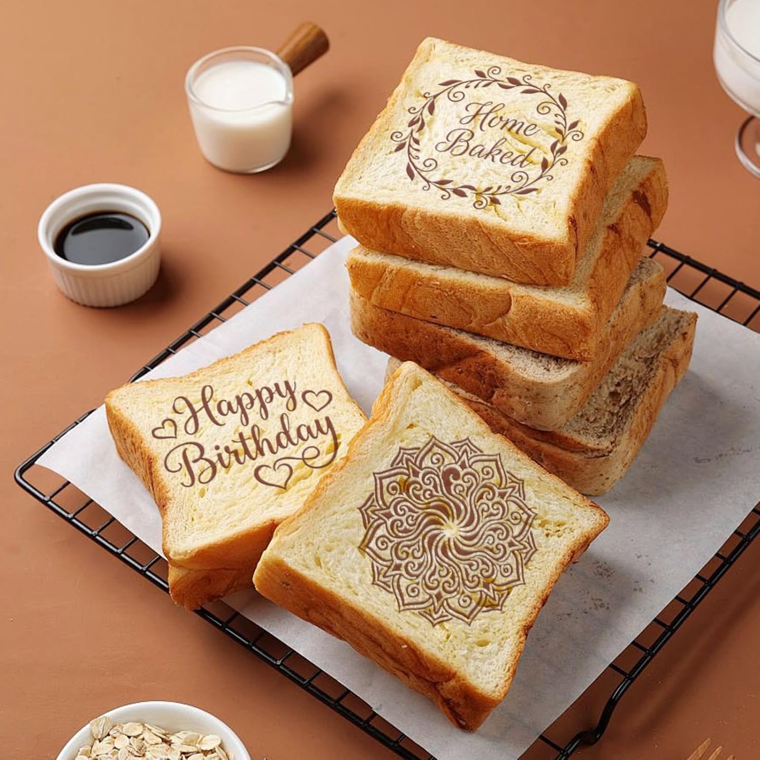 30Pcs Handmade Bread Template, Sourdough Stencils for Bread Sourdough Design Tools Cookie Stencil Holder, Diverse Patterns for Cookie Cake or Pie Decorating