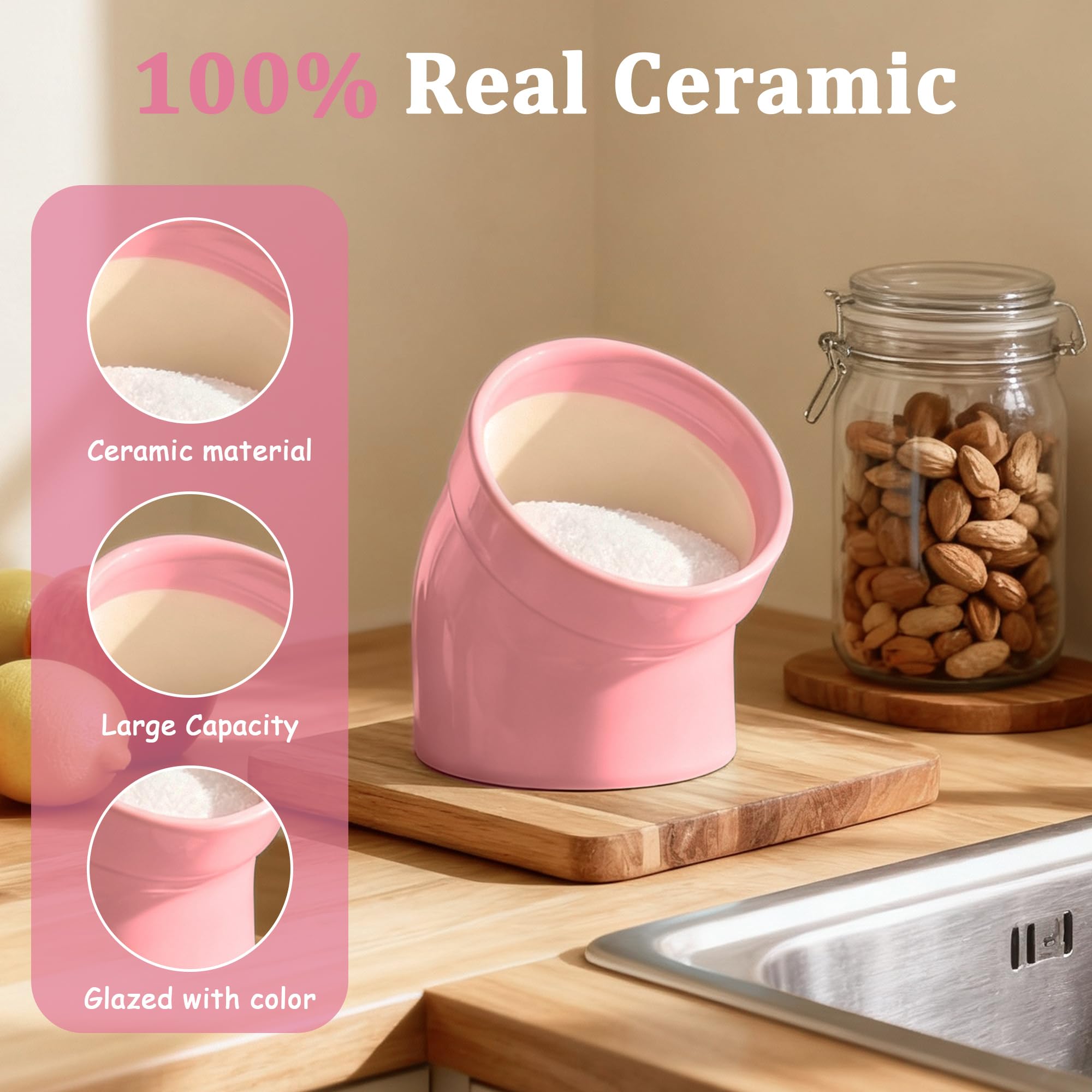 Pink Ceramic Salt Cellar - Dishwasher Safe -6